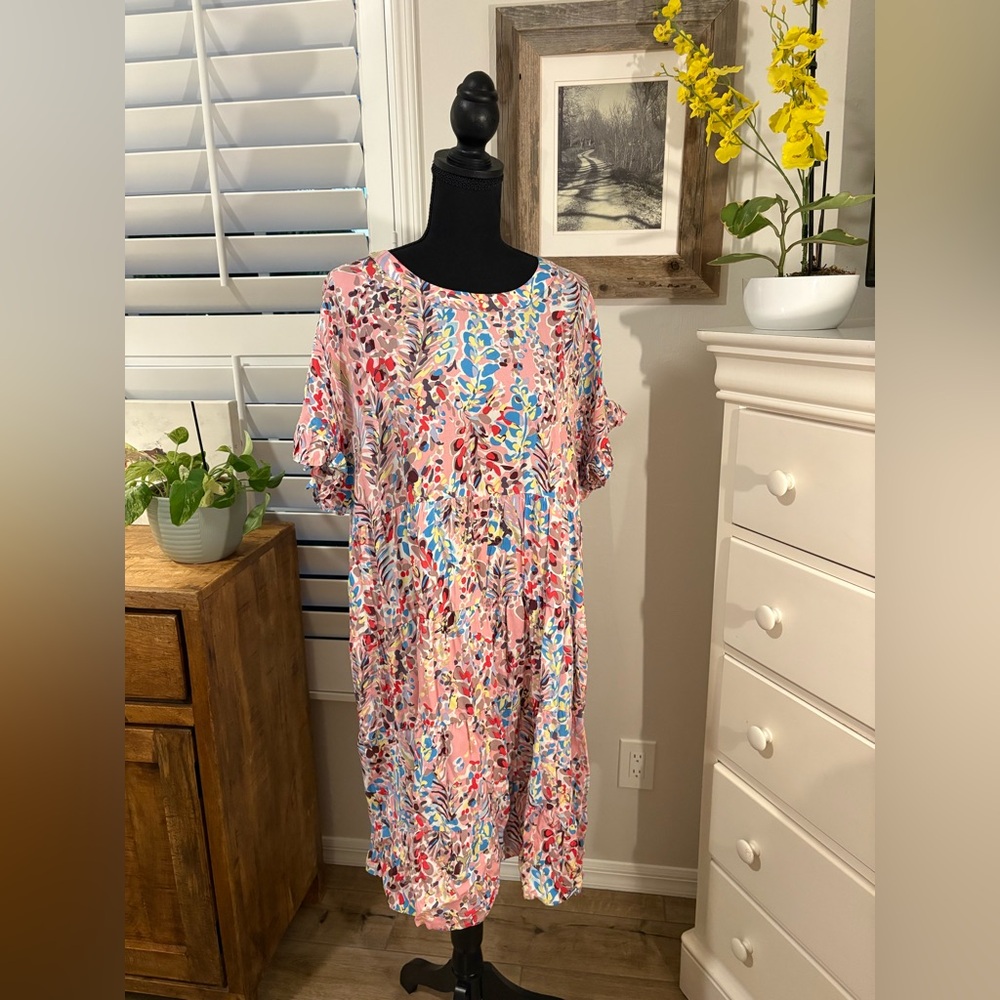 CHIC SOUL
Pink Floral Dress  2X